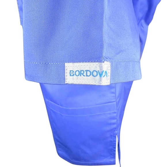 Bordova Unisex Scrub Top Size Large | CARE 365 Logo | Blue Medical Uniform - Picture 8 of 11